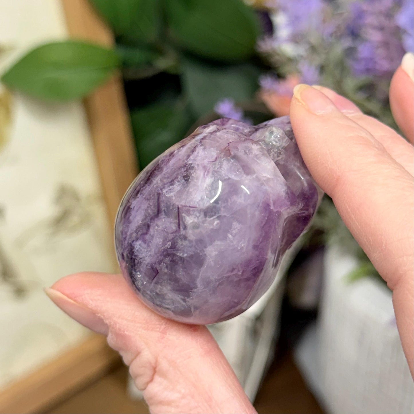 Small Purple Fluorite Skull | Banded Fluorite Crystal Skull