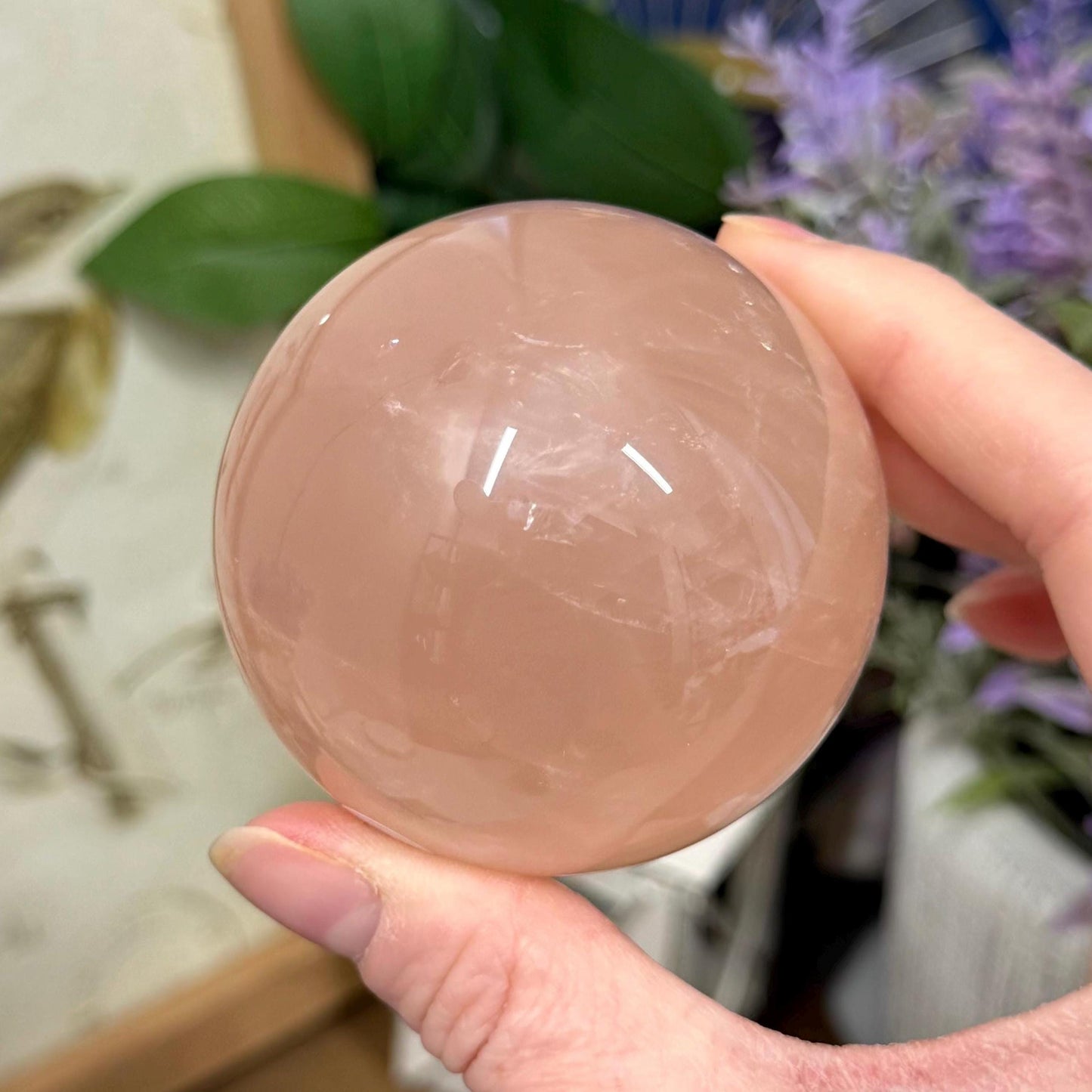 Saturated Rose Quartz Sphere with Asterism | Star Rose Quartz