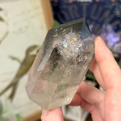 Scenic Lodolite Quartz Tower with Rainbows | Garden Quartz | Green Chlorite Quartz | Chlorite Phantoms | Rainbow Quartz