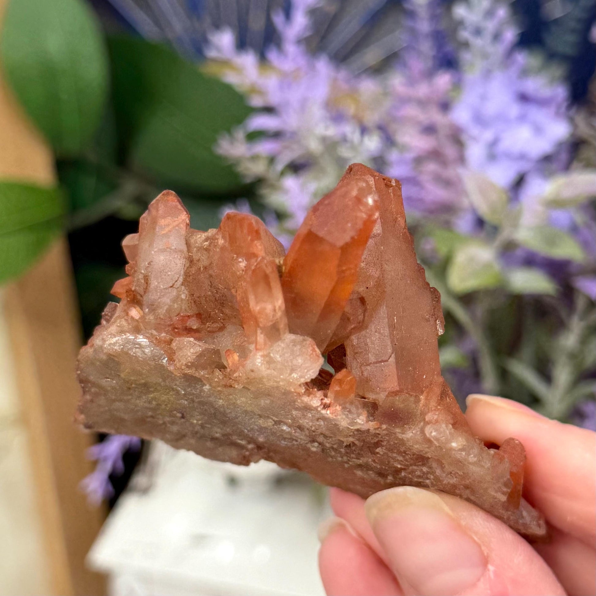 Hematite Quartz Cluster | Tangerine Quartz | Quartz with Iron Oxide Coating | Orange Quartz Specimen