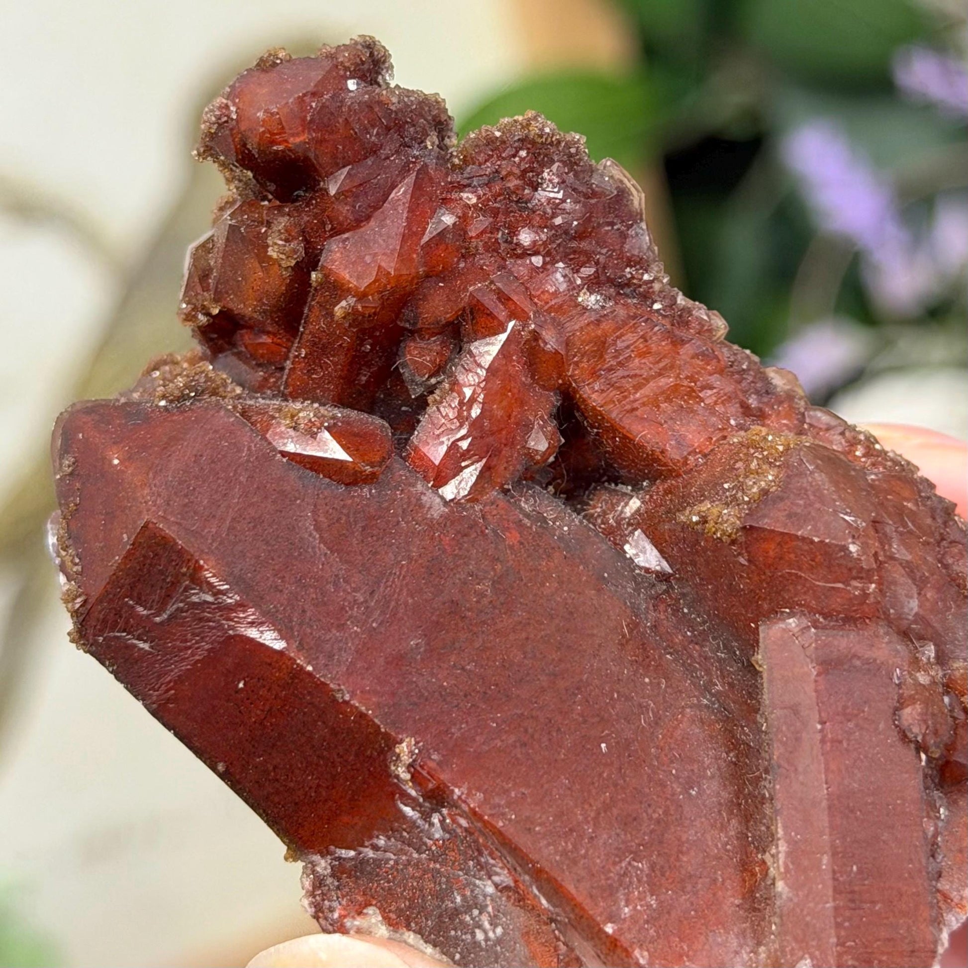 High Quality Moroccan Hematoid Quartz Cluster | Red Hematite Quartz | Red Dragon Hematoid Quartz | Fire Quartz Cluster