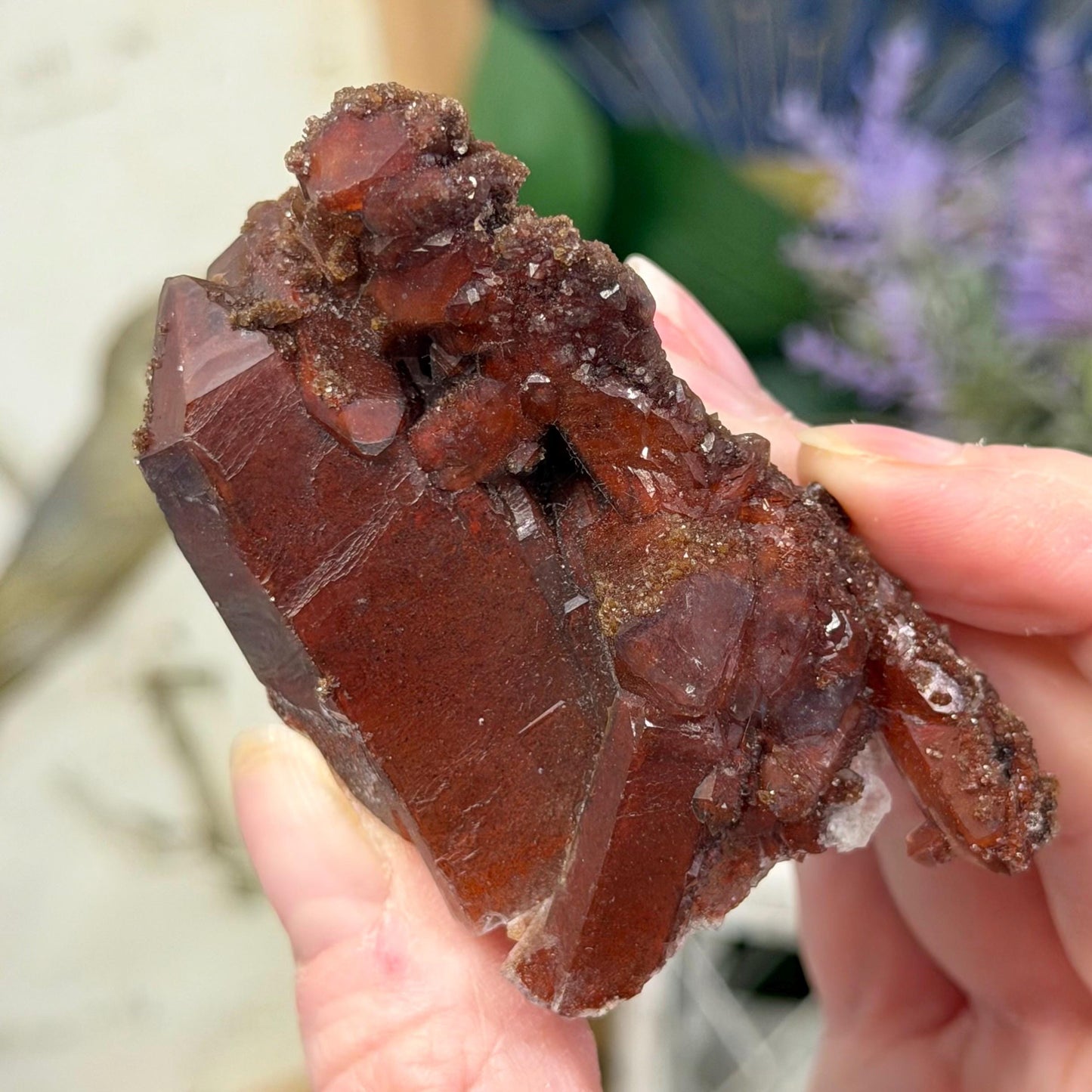 High Quality Moroccan Hematoid Quartz Cluster | Red Hematite Quartz | Red Dragon Hematoid Quartz | Fire Quartz Cluster