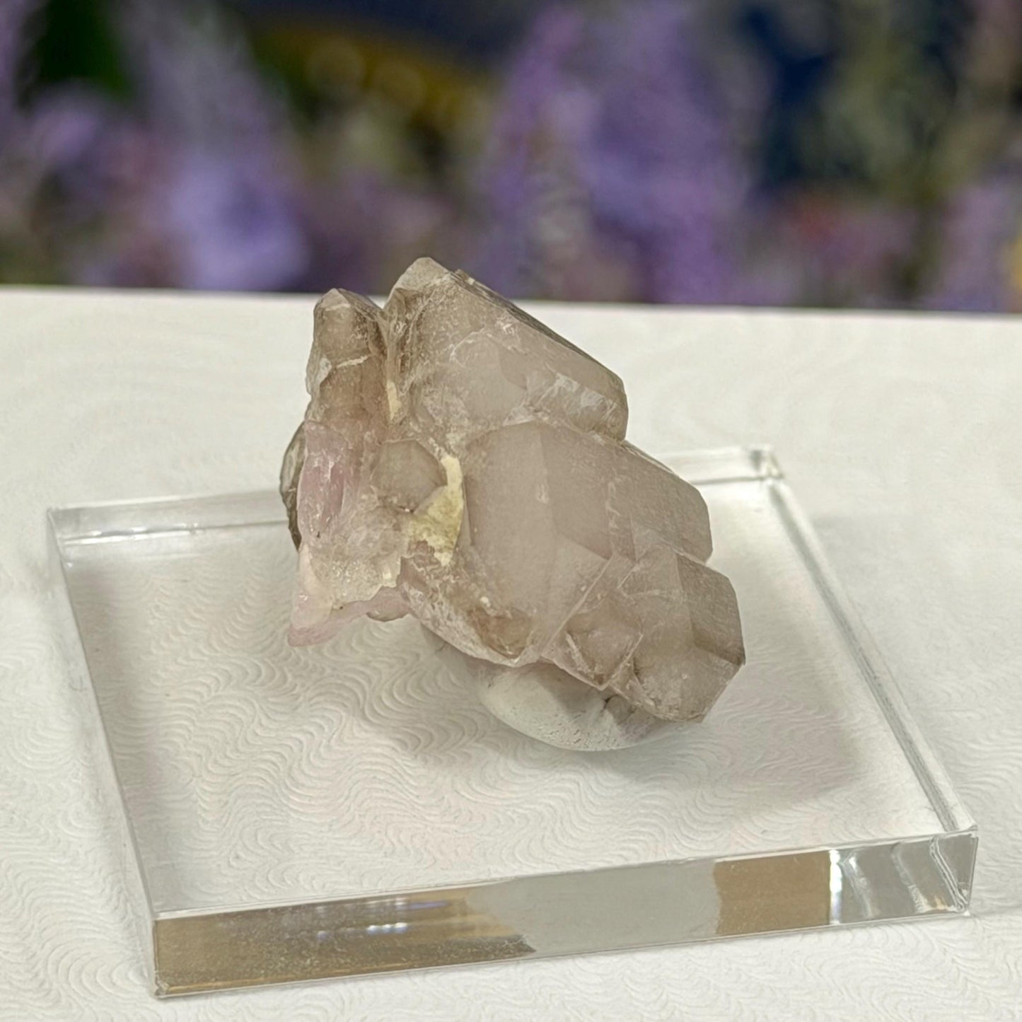 Rare Elestial Smoky Quartz Over Crystallized Rose Quartz Specimen from Minas Gerais, Brazil | Canga Rosa Cluster | Smoky Rose Quartz