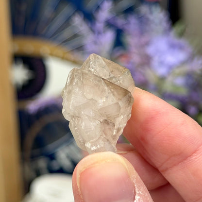 Rare Elestial Smoky Quartz Over Crystallized Rose Quartz Specimen from Minas Gerais, Brazil | Canga Rosa Cluster | Smoky Rose Quartz