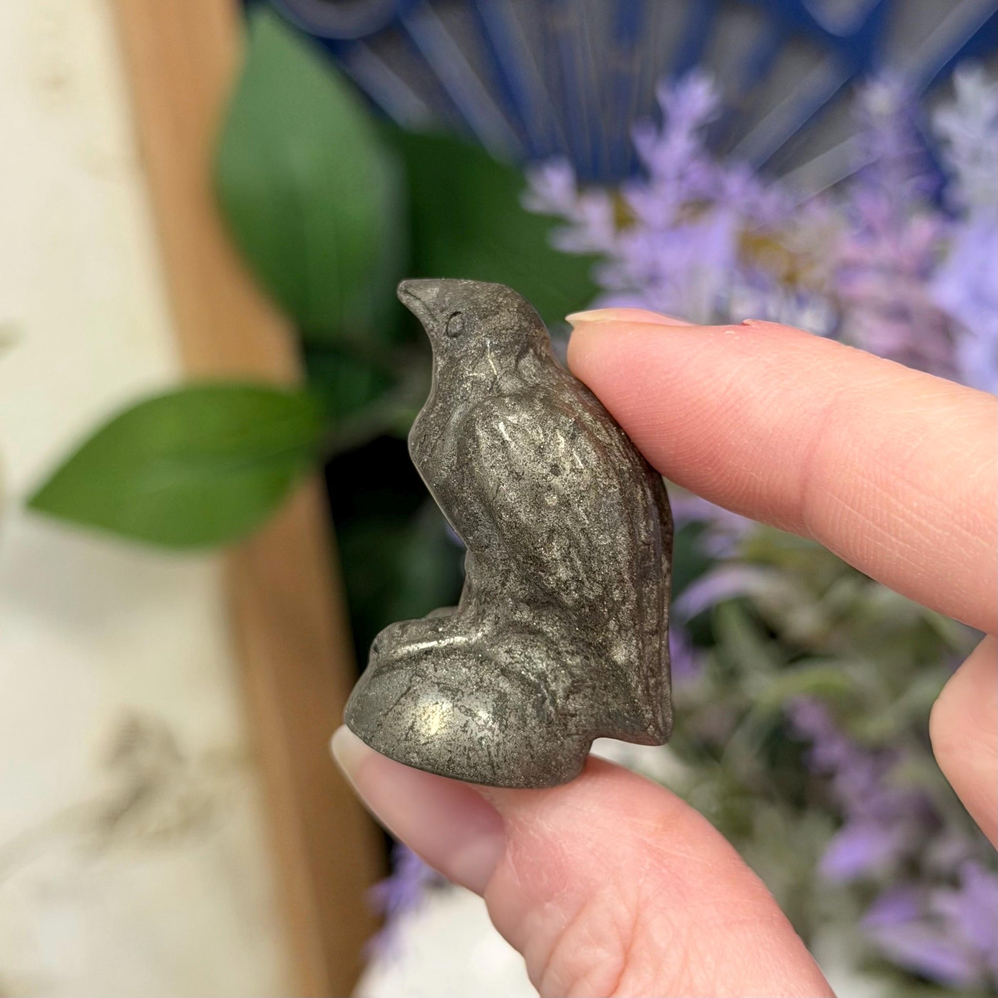 Small Sparkly Pyrite Raven Carving | Crystal Crow | Bird Crystal
