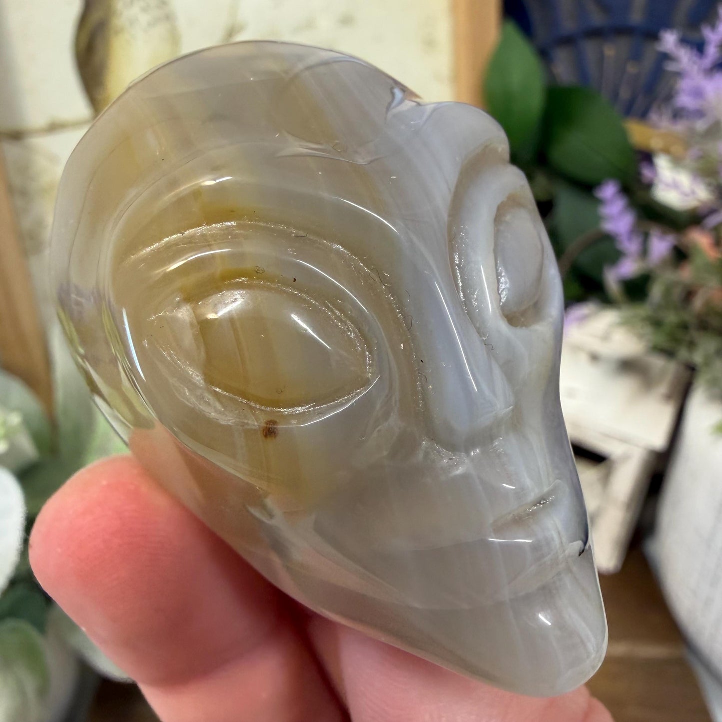 Agate Alien Head | Crystal Alien Carving