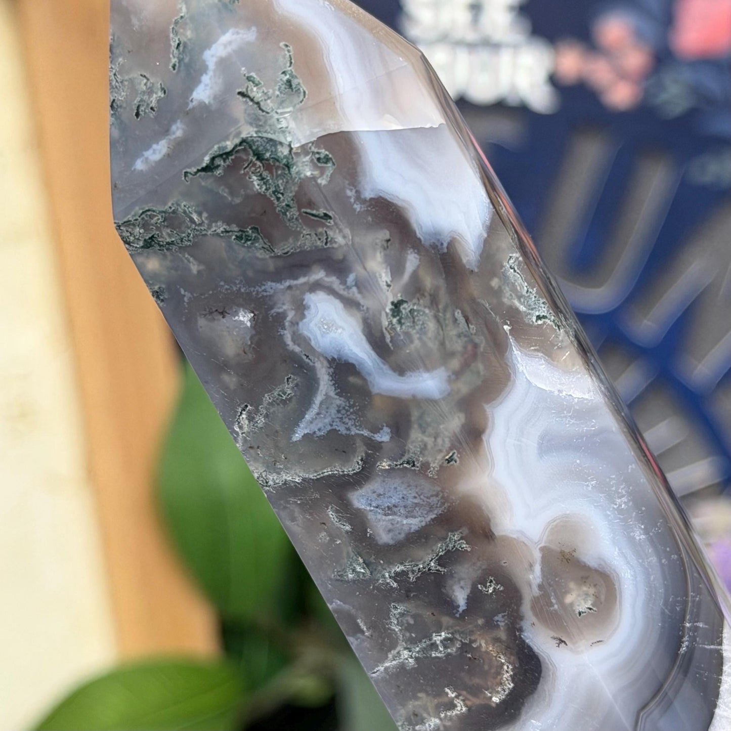 High Quality Moss Agate Tower | Banded Moss Agate | Translucent Moss Agate