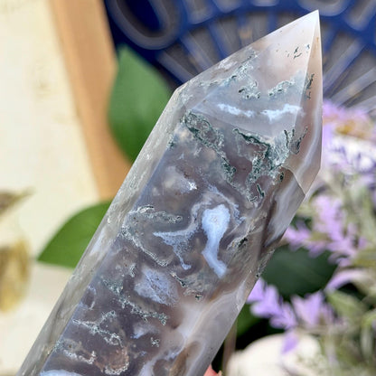 High Quality Moss Agate Tower | Banded Moss Agate | Translucent Moss Agate