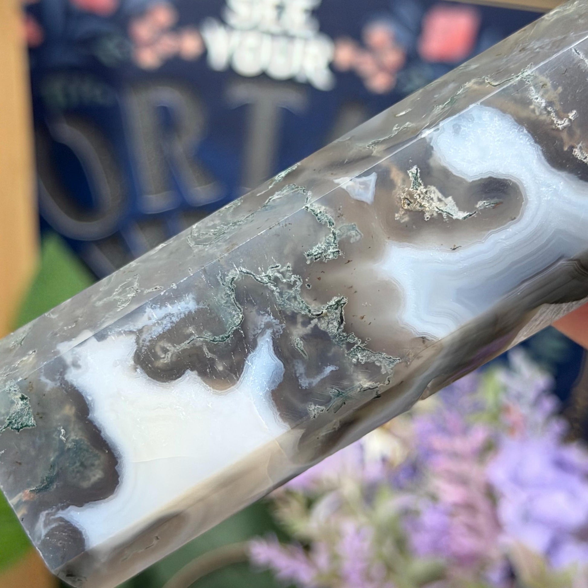 High Quality Moss Agate Tower | Banded Moss Agate | Translucent Moss Agate