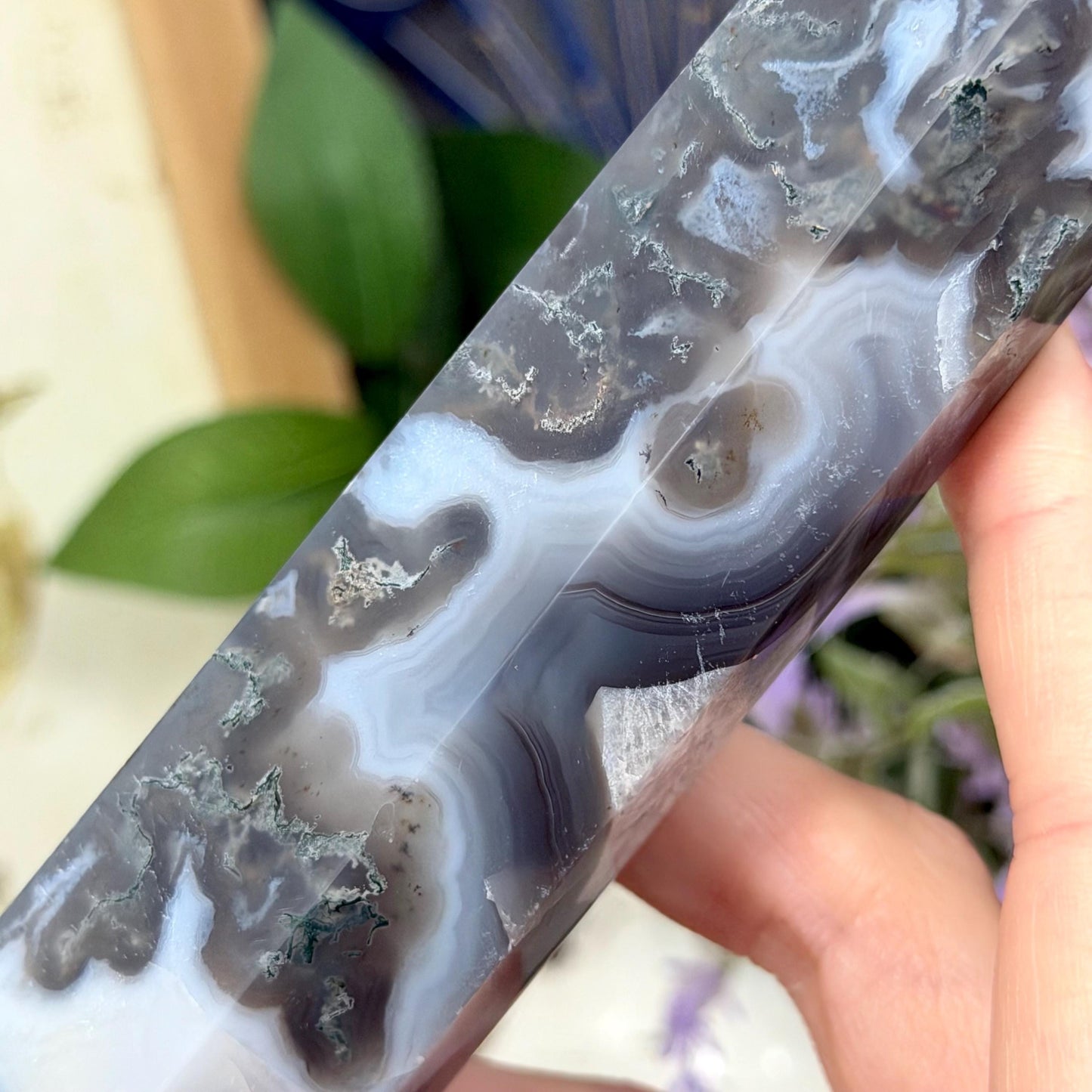 High Quality Moss Agate Tower | Banded Moss Agate | Translucent Moss Agate