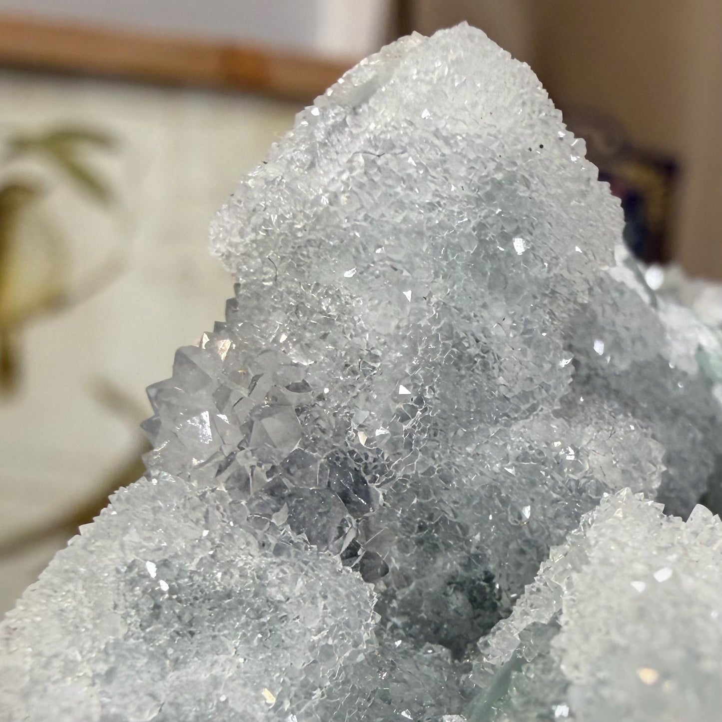 Sparkling Druzy Quartz on Cubic Fluorite | Quartz Epimorphs After Fluorite Cubes | Light Green Fluorite Mineral Specimen