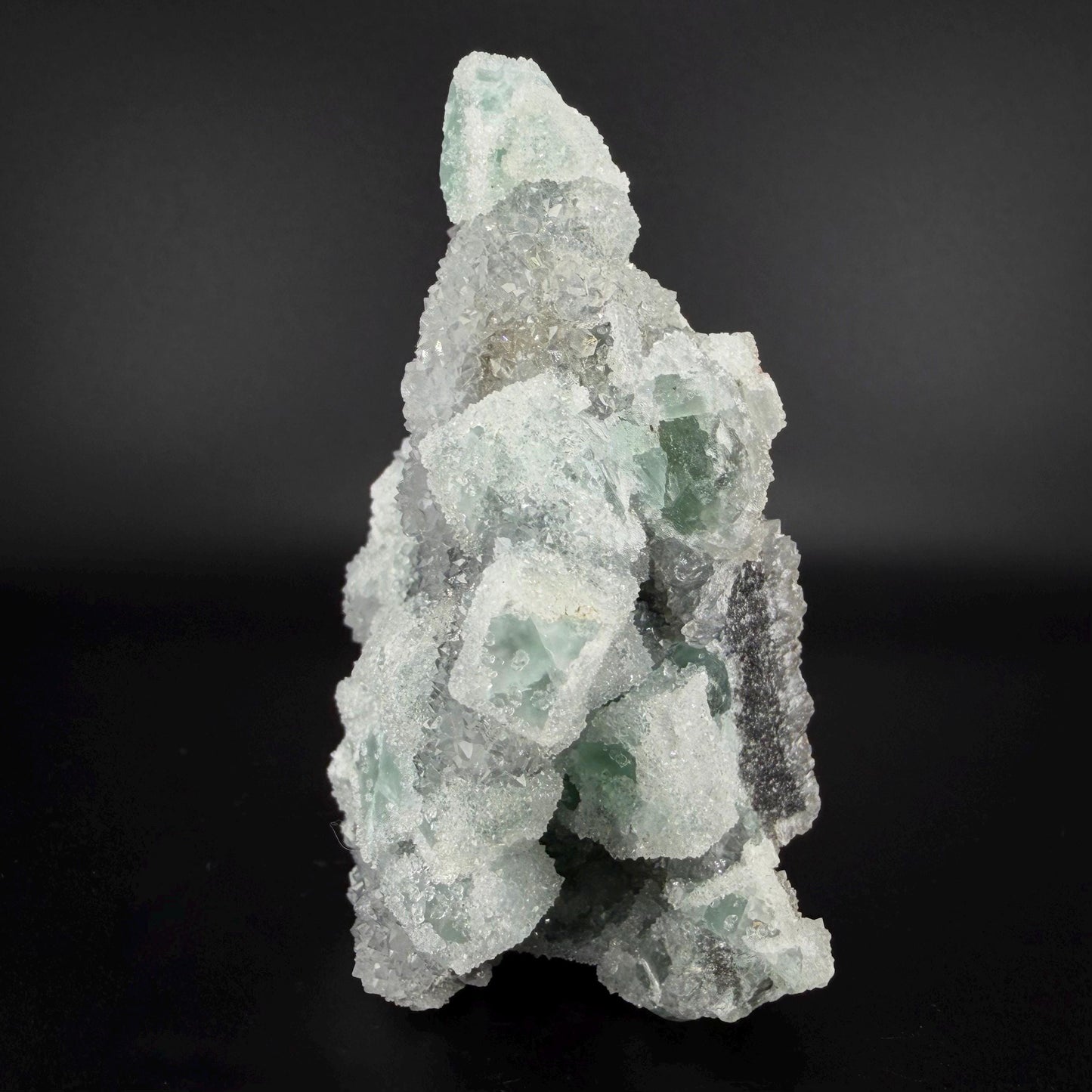 Sparkling Druzy Quartz on Cubic Fluorite | Quartz Epimorphs After Fluorite Cubes | Light Green Fluorite Mineral Specimen
