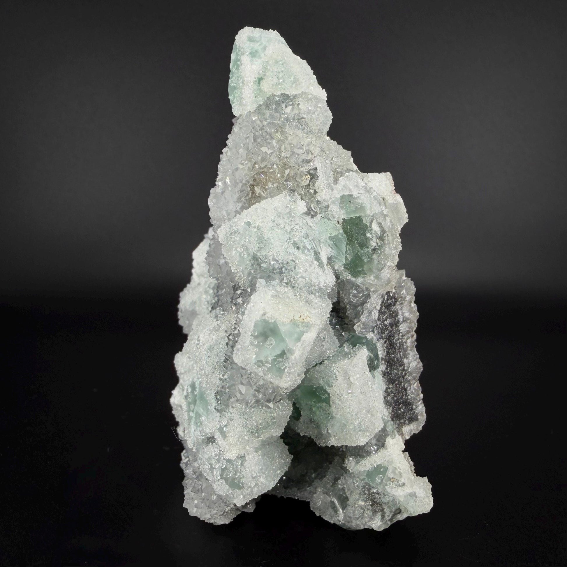 Sparkling Druzy Quartz on Cubic Fluorite | Quartz Epimorphs After Fluorite Cubes | Light Green Fluorite Mineral Specimen