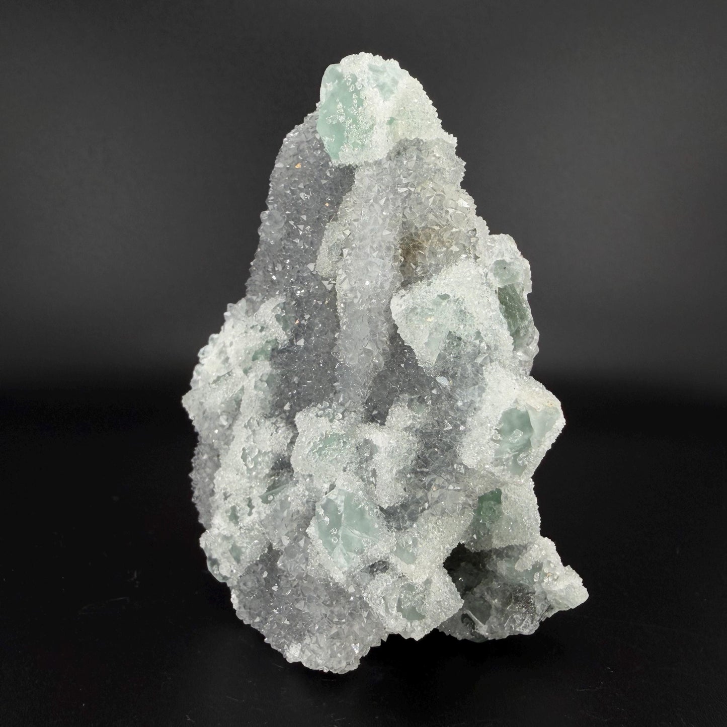 Sparkling Druzy Quartz on Cubic Fluorite | Quartz Epimorphs After Fluorite Cubes | Light Green Fluorite Mineral Specimen
