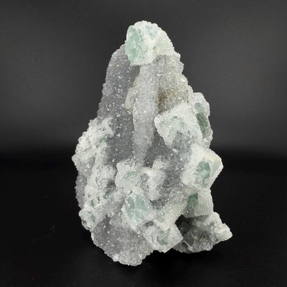 Sparkling Druzy Quartz on Cubic Fluorite | Quartz Epimorphs After Fluorite Cubes | Light Green Fluorite Mineral Specimen