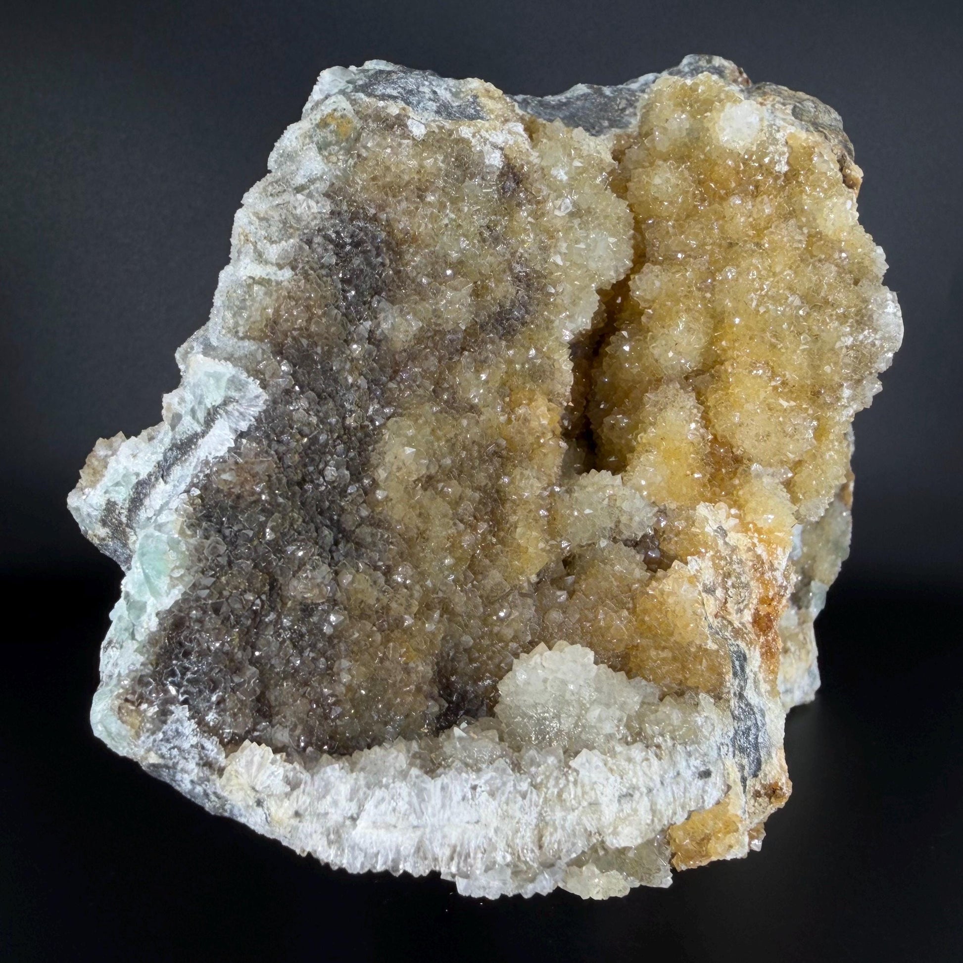 XL Cubic Fluorite with Quartz Druzy Overgrowth | Cubic Fluorite & Sparkling Quartz | Fluorite Cabinet Specimen | Mineral Specimen
