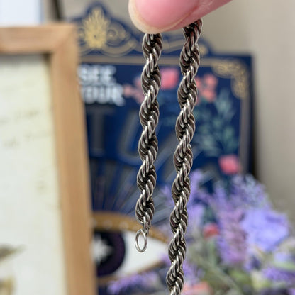 Vintage Sterling Silver Twisted Rope Bracelet | Italian Silver Rope Bracelet | 925 Silver Jewelry | Spiral Link Bracelet | Vintage Jewelry