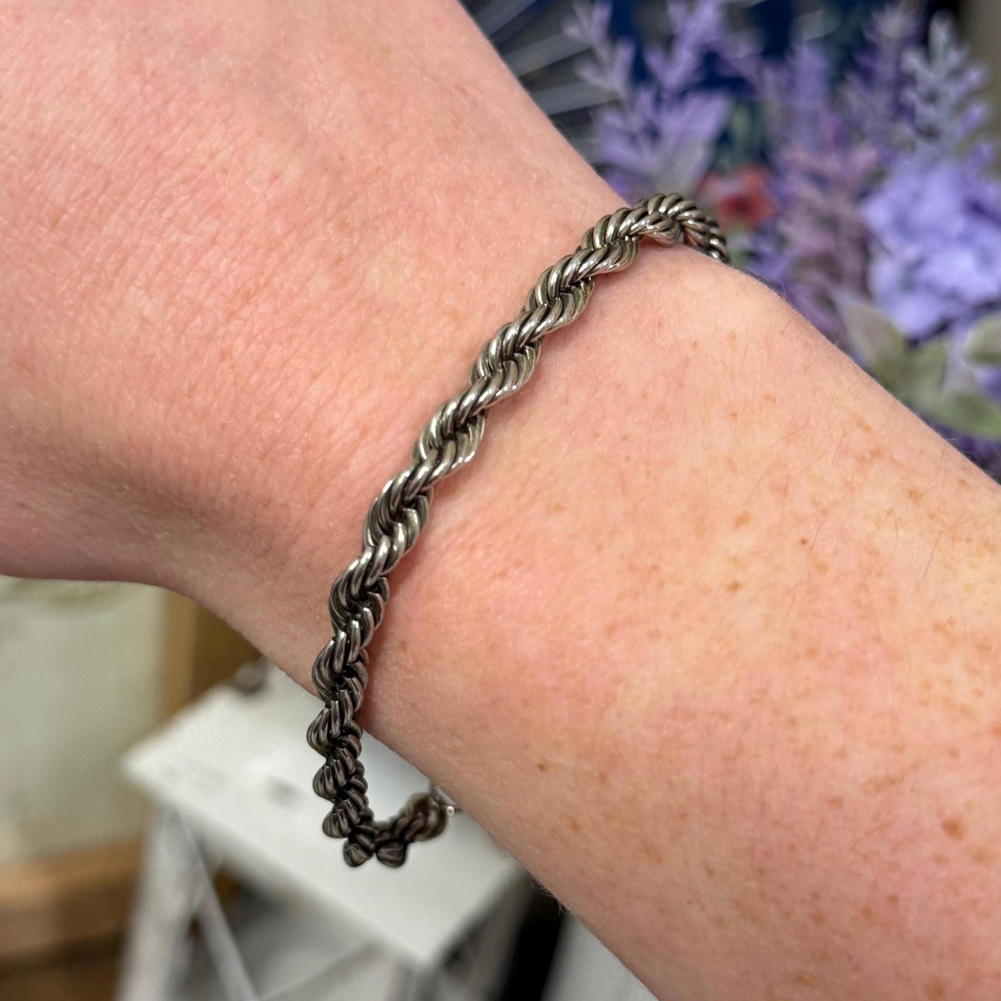 Vintage Sterling Silver Twisted Rope Bracelet | Italian Silver Rope Bracelet | 925 Silver Jewelry | Spiral Link Bracelet | Vintage Jewelry