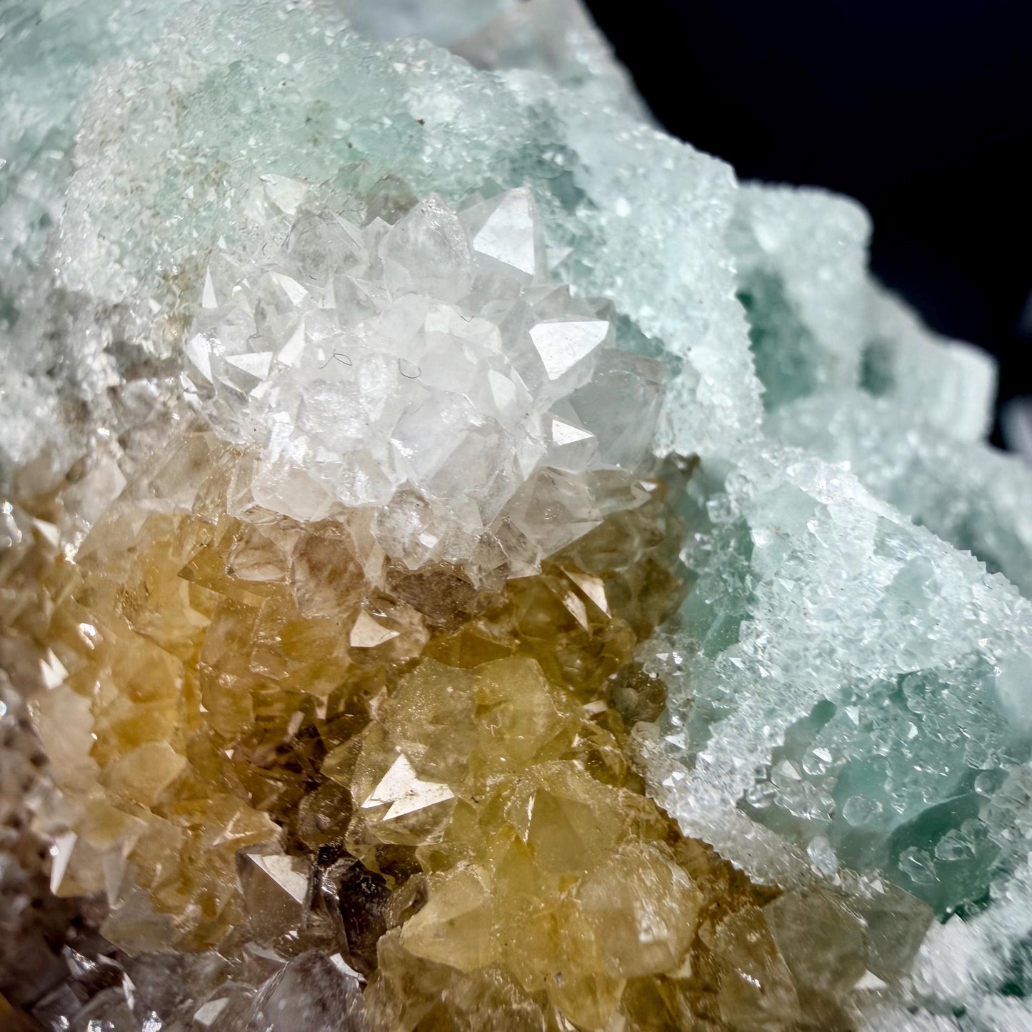 Sparkling Druzy Quartz on Cubic Fluorite | Quartz Epimorphs After Fluorite Cubes | Light Green Fluorite Specimen