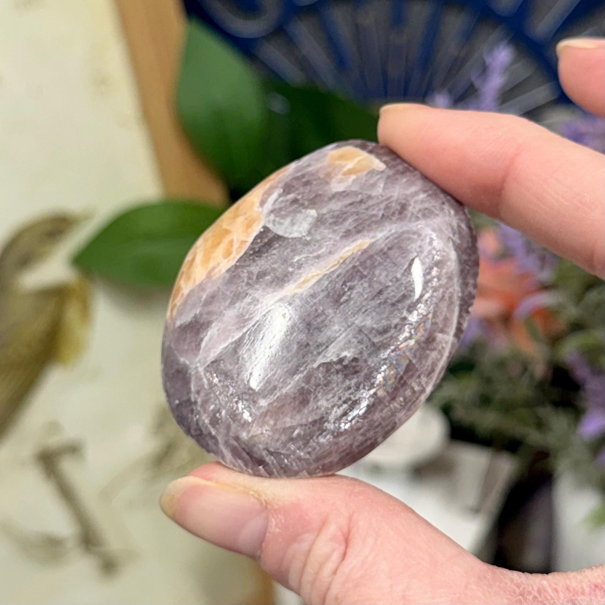 Unique Anhydrite Palm Stone | Rare Purple Anhydrite