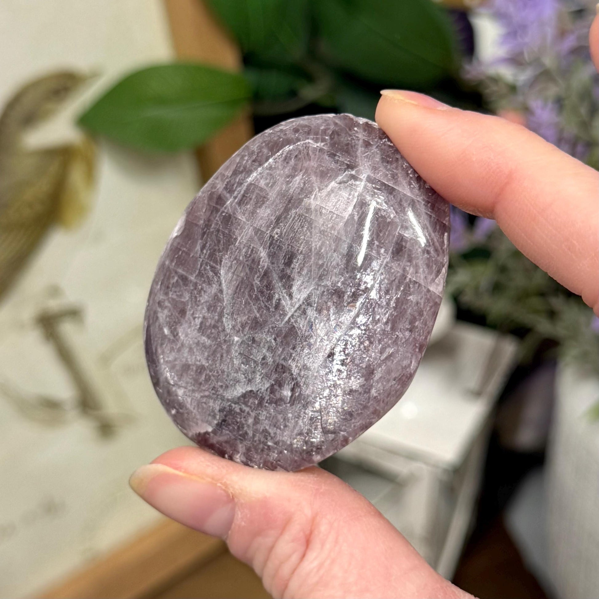 Unique Anhydrite Palm Stone | Rare Purple Anhydrite