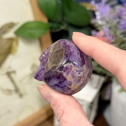 Small Purple Fluorite Skull | Banded Fluorite Crystal Skull