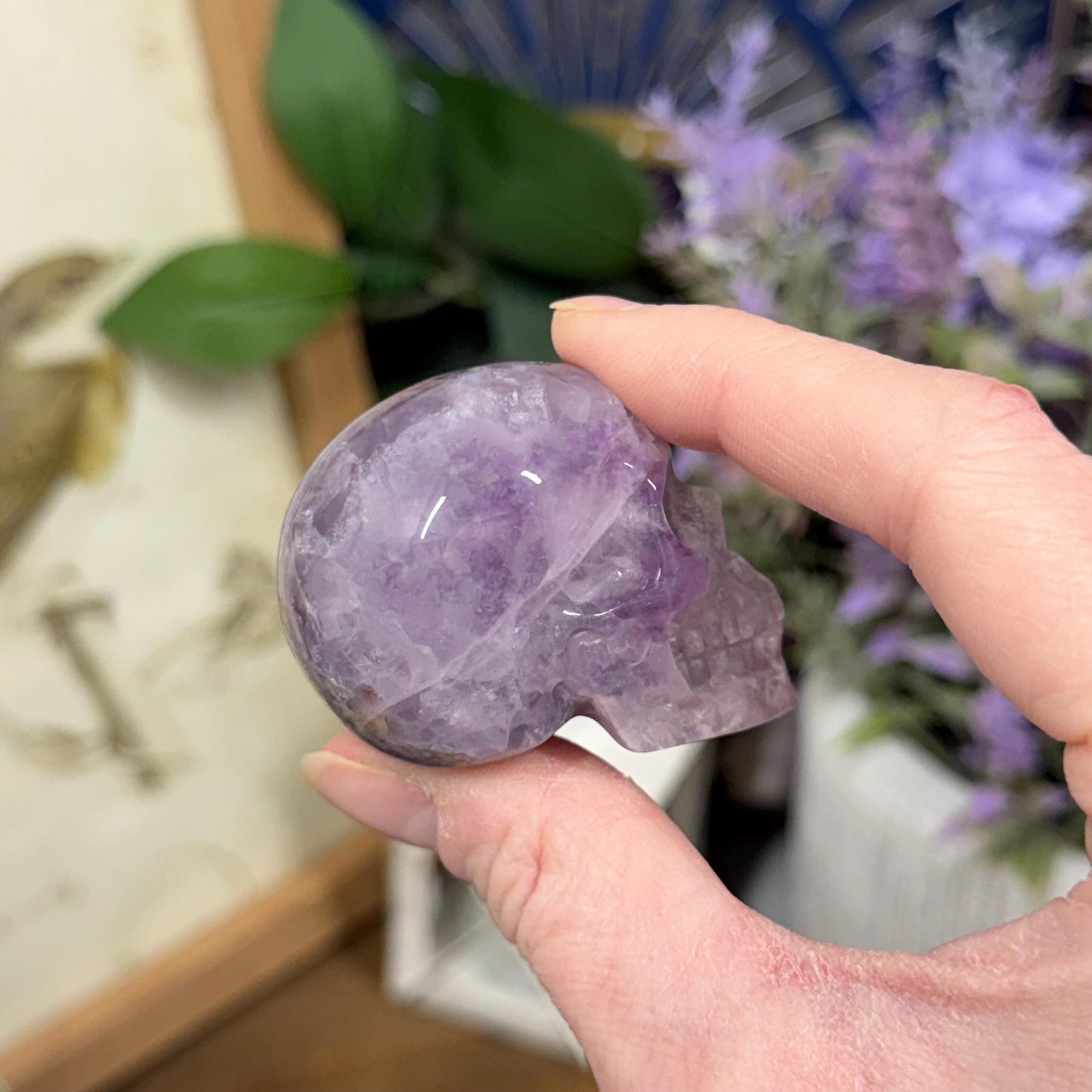 Small Purple Fluorite Skull | Banded Fluorite Crystal Skull