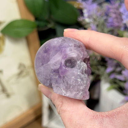 Small Purple Fluorite Skull | Banded Fluorite Crystal Skull