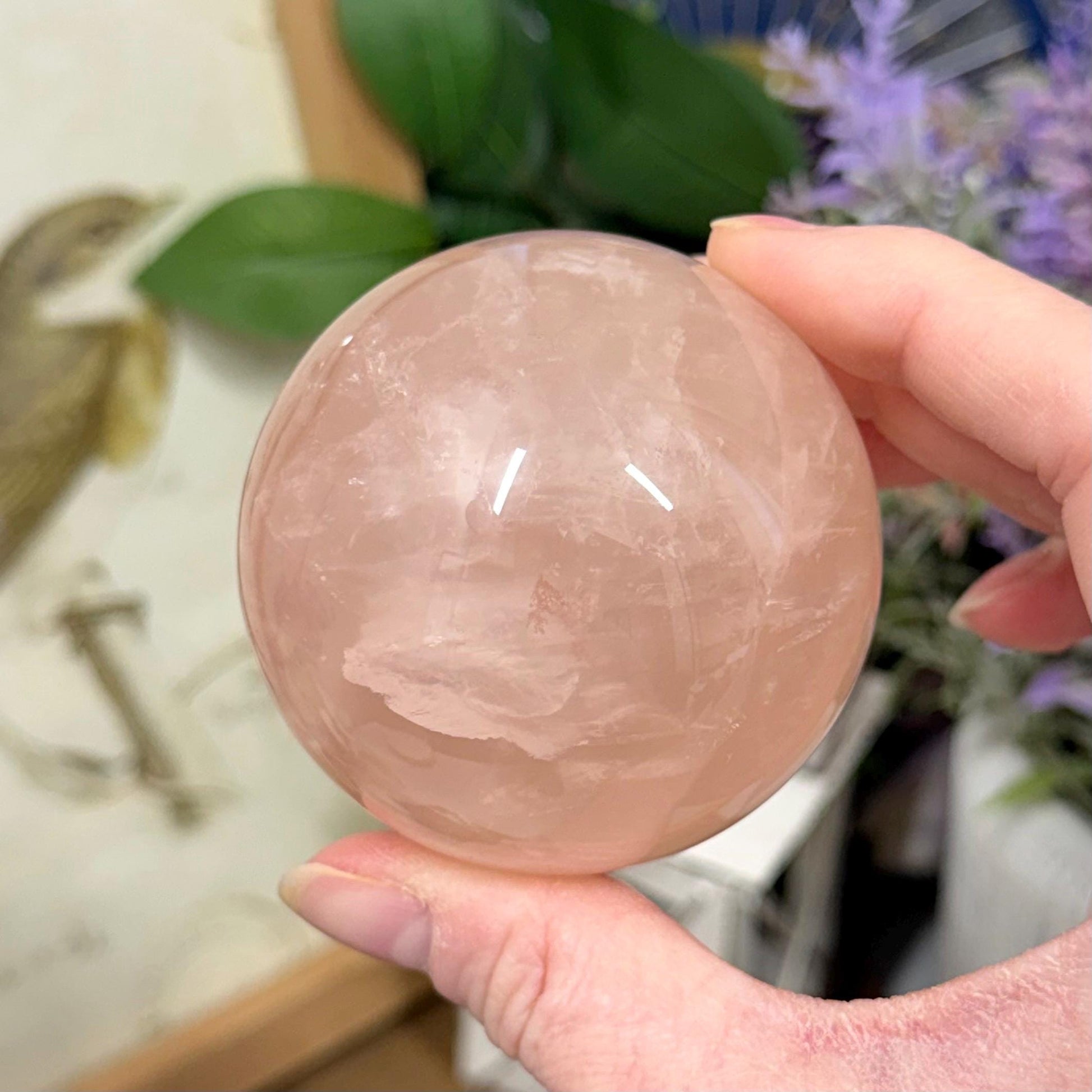 Saturated Rose Quartz Sphere with Asterism | Star Rose Quartz