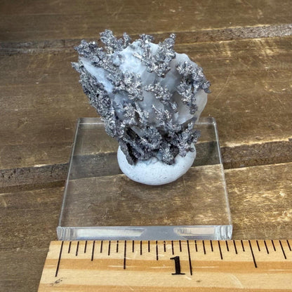 Native Silver on White Calcite - 19g | Morocco Shiny Crystalline Dendritic Silver Specimen | Rare Natural Silver Mineral | Collector Display