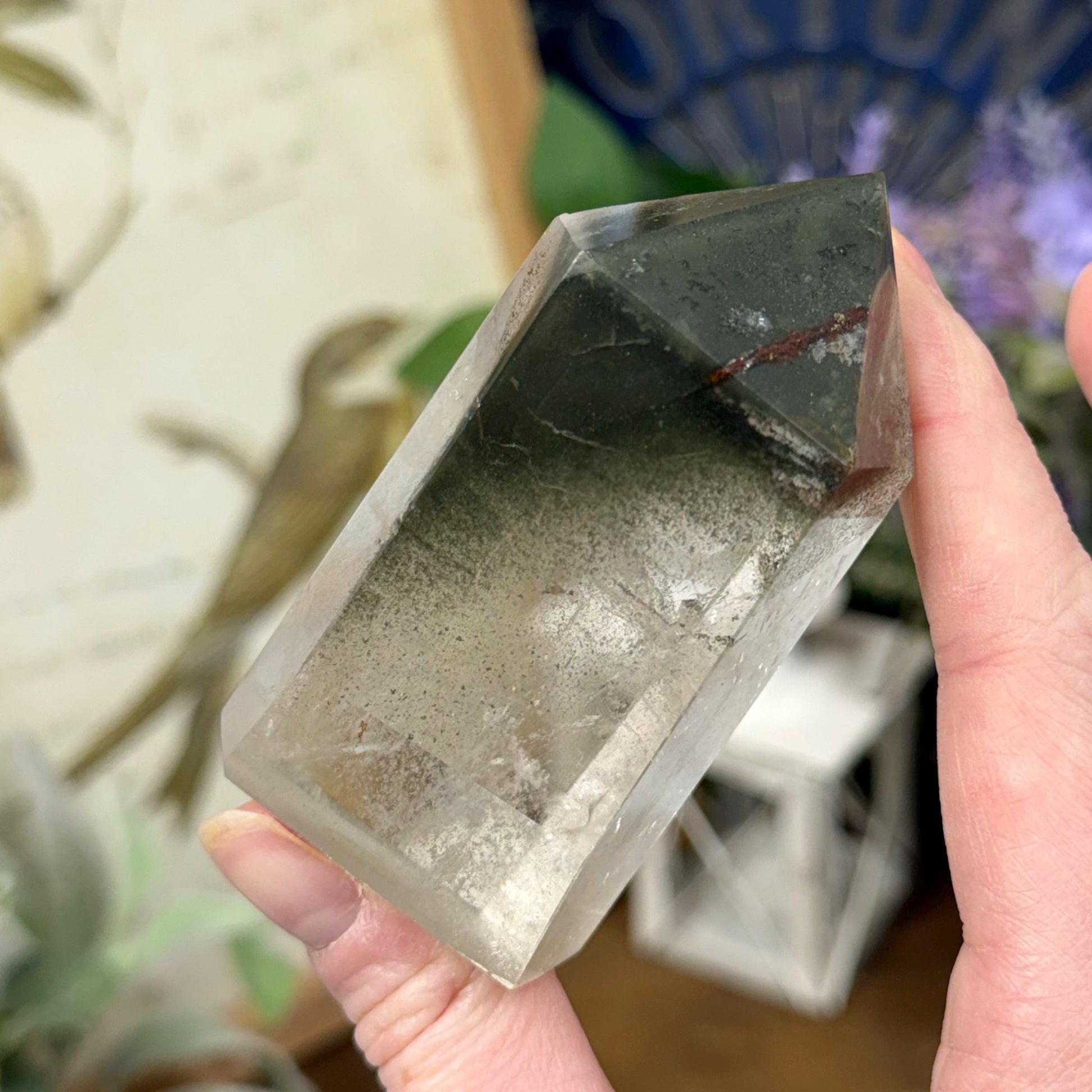 Scenic Lodolite Quartz Tower with Rainbows | Garden Quartz | Green Chlorite Quartz | Chlorite Phantoms | Rainbow Quartz