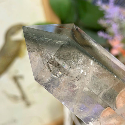 Scenic Lodolite Quartz Tower with Rainbows | Garden Quartz | Green Chlorite Quartz | Chlorite Phantoms | Rainbow Quartz