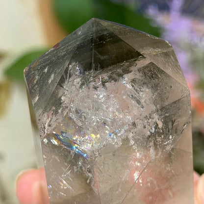 Scenic Lodolite Quartz Tower with Rainbows | Garden Quartz | Green Chlorite Quartz | Chlorite Phantoms | Rainbow Quartz