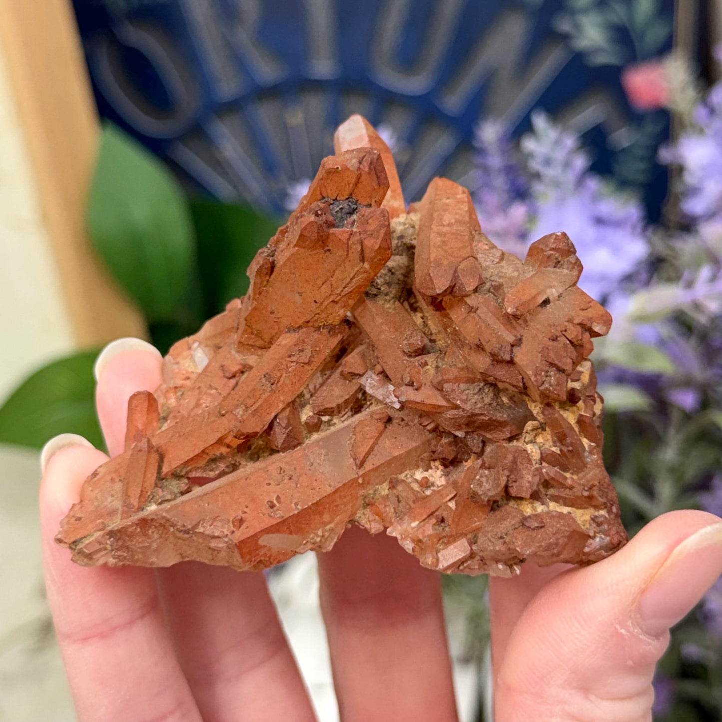 Hematite Quartz Cluster | Tangerine Quartz | Quartz with Iron Oxide Coating | Orange Quartz Specimen