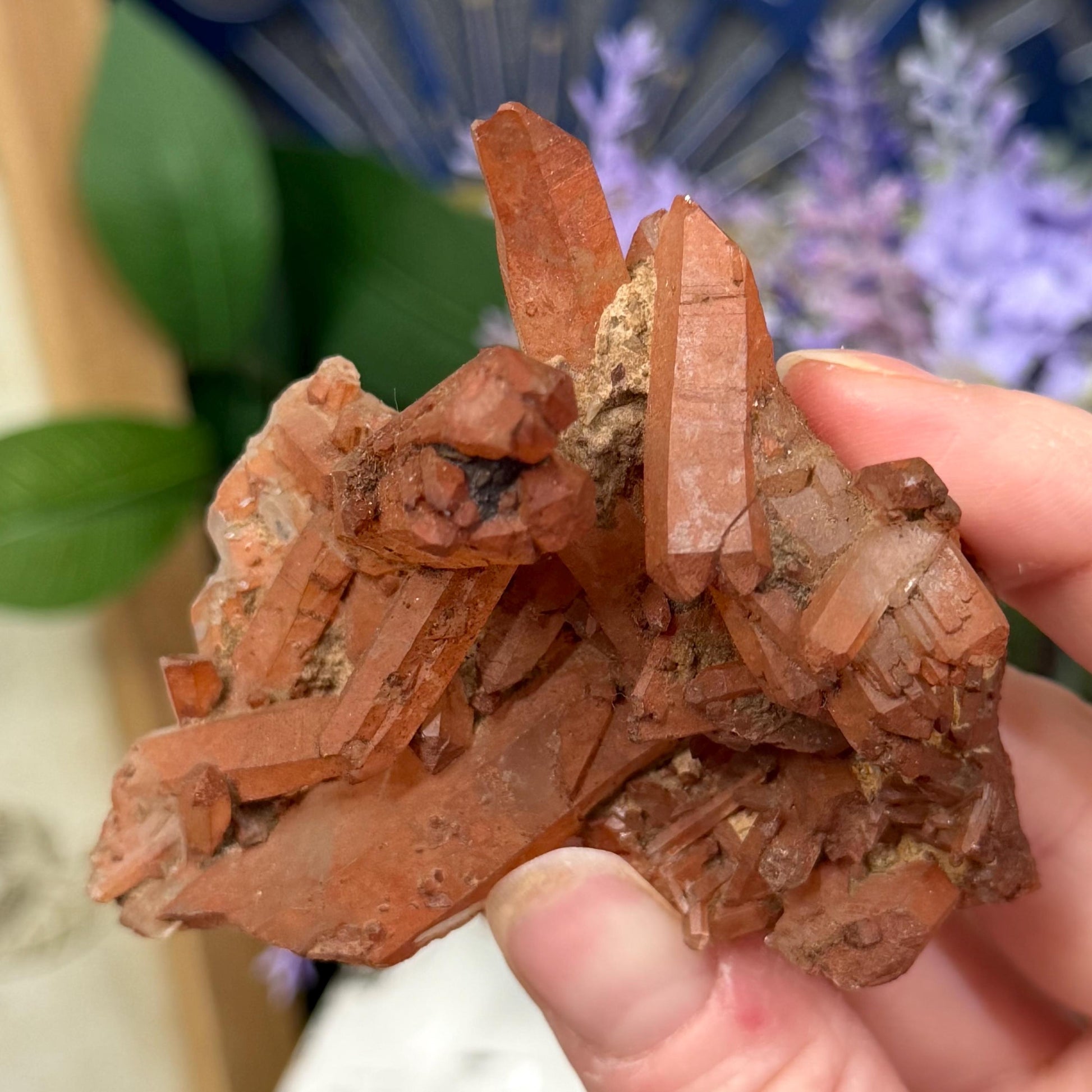 Hematite Quartz Cluster | Tangerine Quartz | Quartz with Iron Oxide Coating | Orange Quartz Specimen