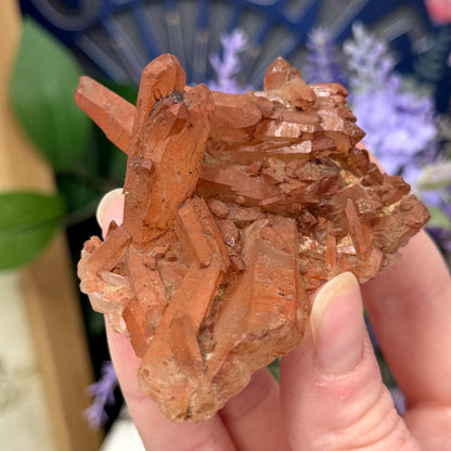 Hematite Quartz Cluster | Tangerine Quartz | Quartz with Iron Oxide Coating | Orange Quartz Specimen