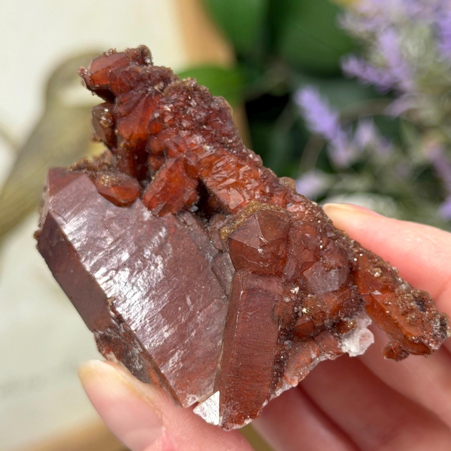 High Quality Moroccan Hematoid Quartz Cluster | Red Hematite Quartz | Red Dragon Hematoid Quartz | Fire Quartz Cluster