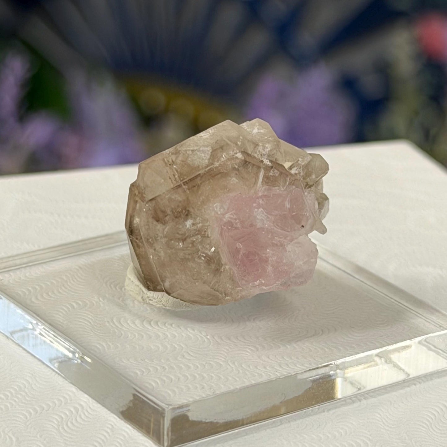 Rare Elestial Smoky Quartz Over Crystallized Rose Quartz Specimen from Minas Gerais, Brazil | Canga Rosa Cluster | Smoky Rose Quartz