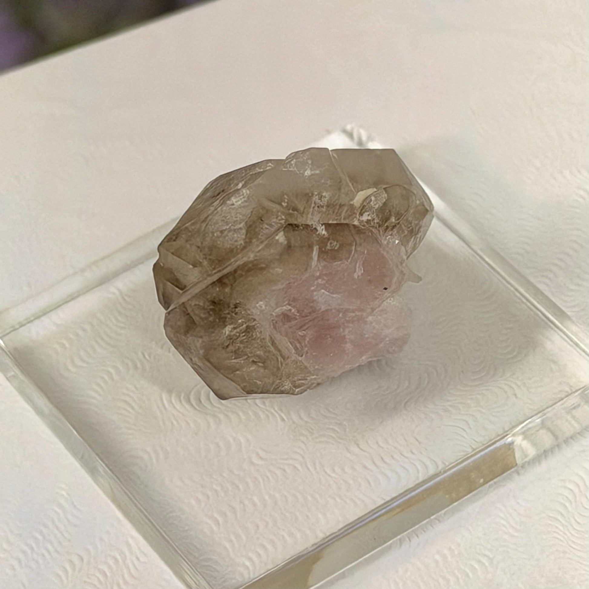 Rare Elestial Smoky Quartz Over Crystallized Rose Quartz Specimen from Minas Gerais, Brazil | Canga Rosa Cluster | Smoky Rose Quartz
