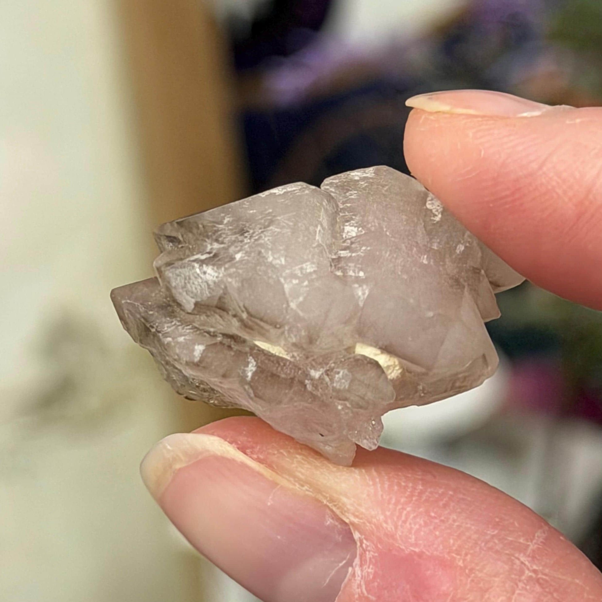 Rare Elestial Smoky Quartz Over Crystallized Rose Quartz Specimen from Minas Gerais, Brazil | Canga Rosa Cluster | Smoky Rose Quartz