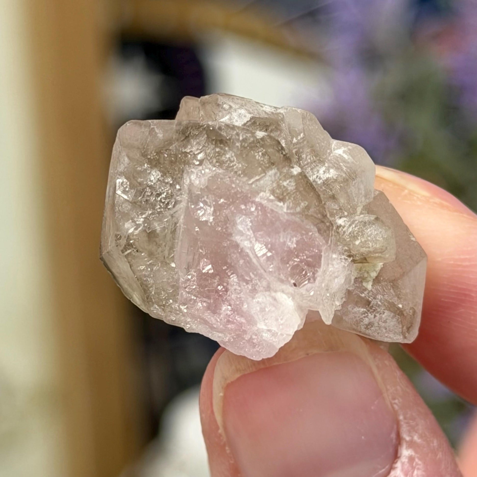 Rare Elestial Smoky Quartz Over Crystallized Rose Quartz Specimen from Minas Gerais, Brazil | Canga Rosa Cluster | Smoky Rose Quartz