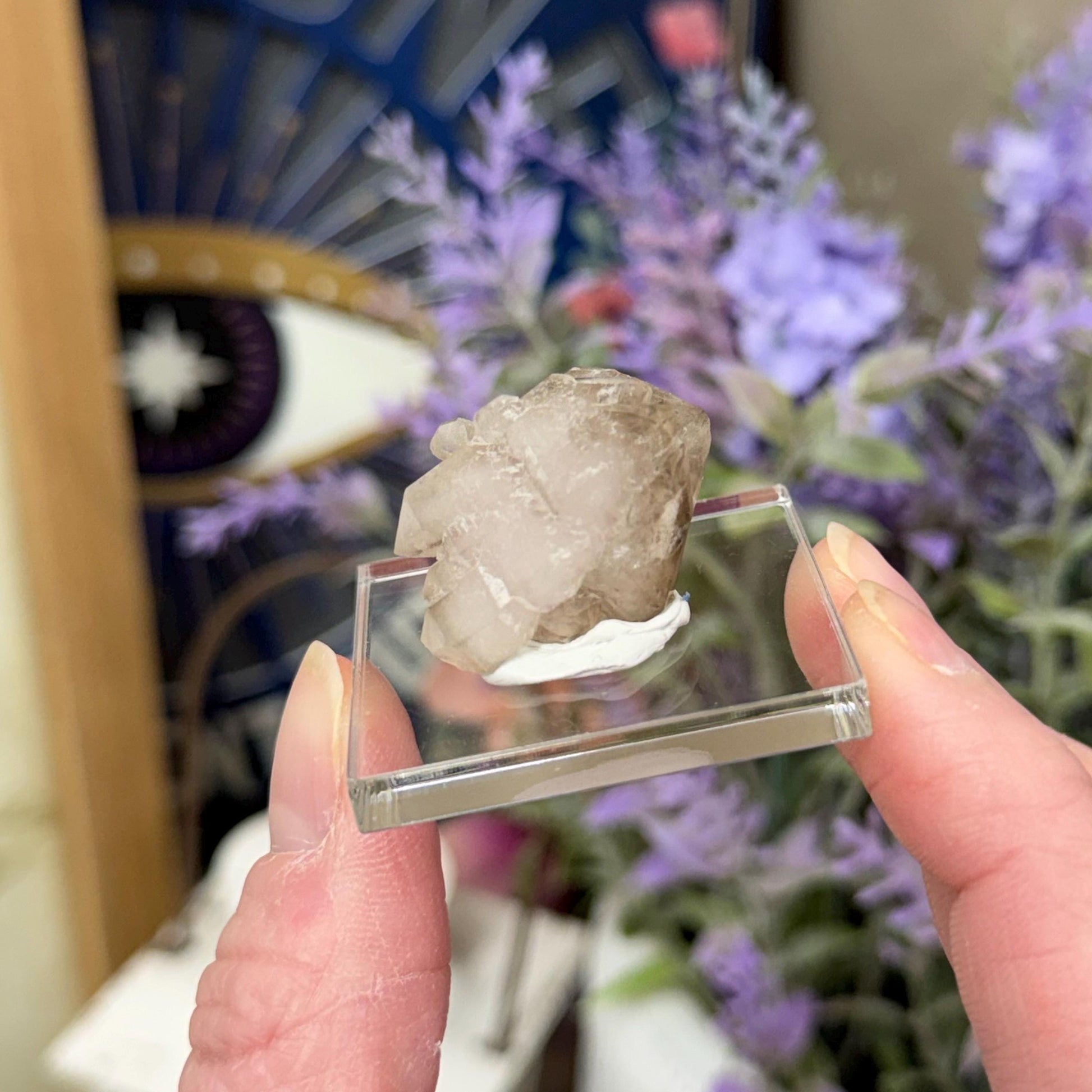 Rare Elestial Smoky Quartz Over Crystallized Rose Quartz Specimen from Minas Gerais, Brazil | Canga Rosa Cluster | Smoky Rose Quartz