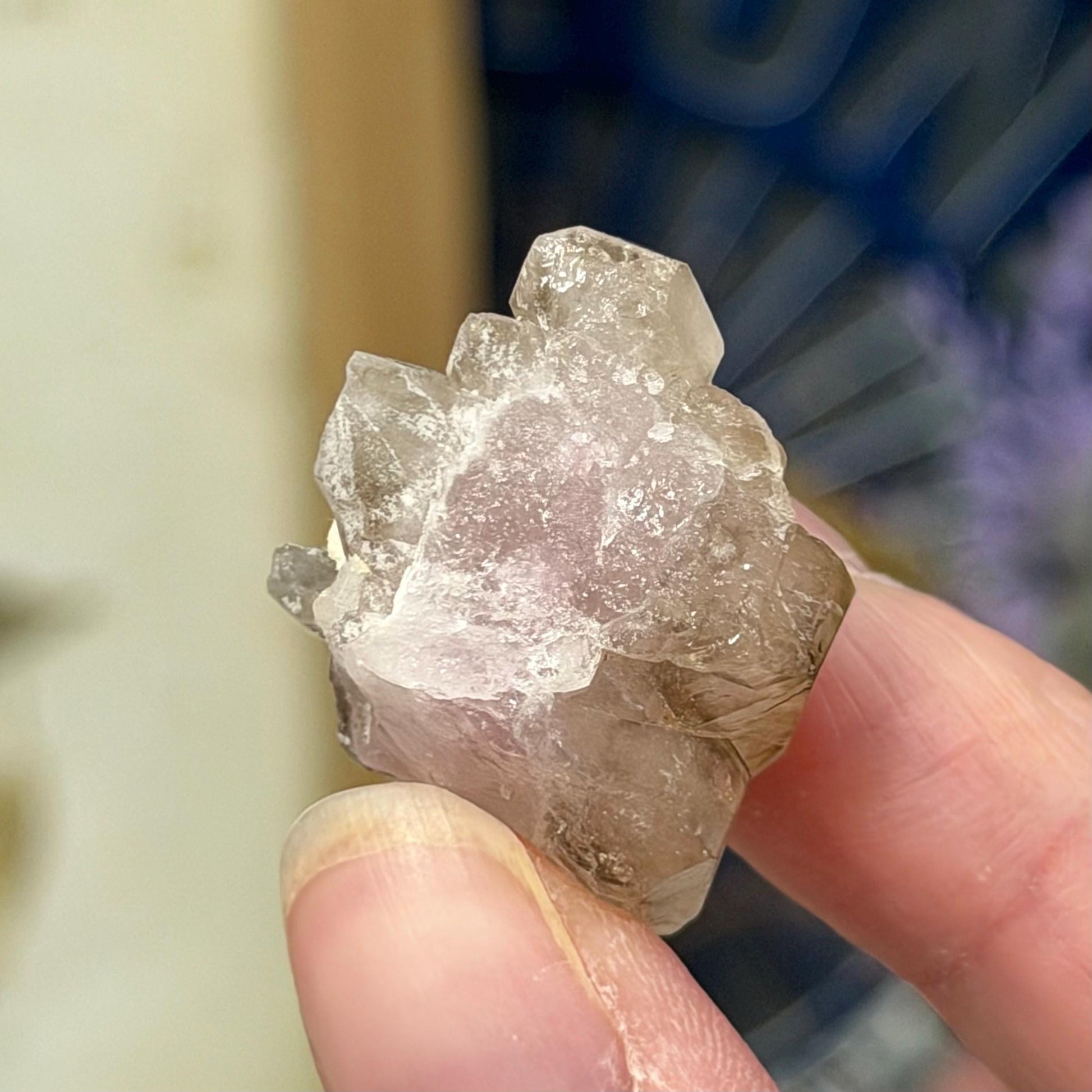 Rare Elestial Smoky Quartz Over Crystallized Rose Quartz Specimen from Minas Gerais, Brazil | Canga Rosa Cluster | Smoky Rose Quartz