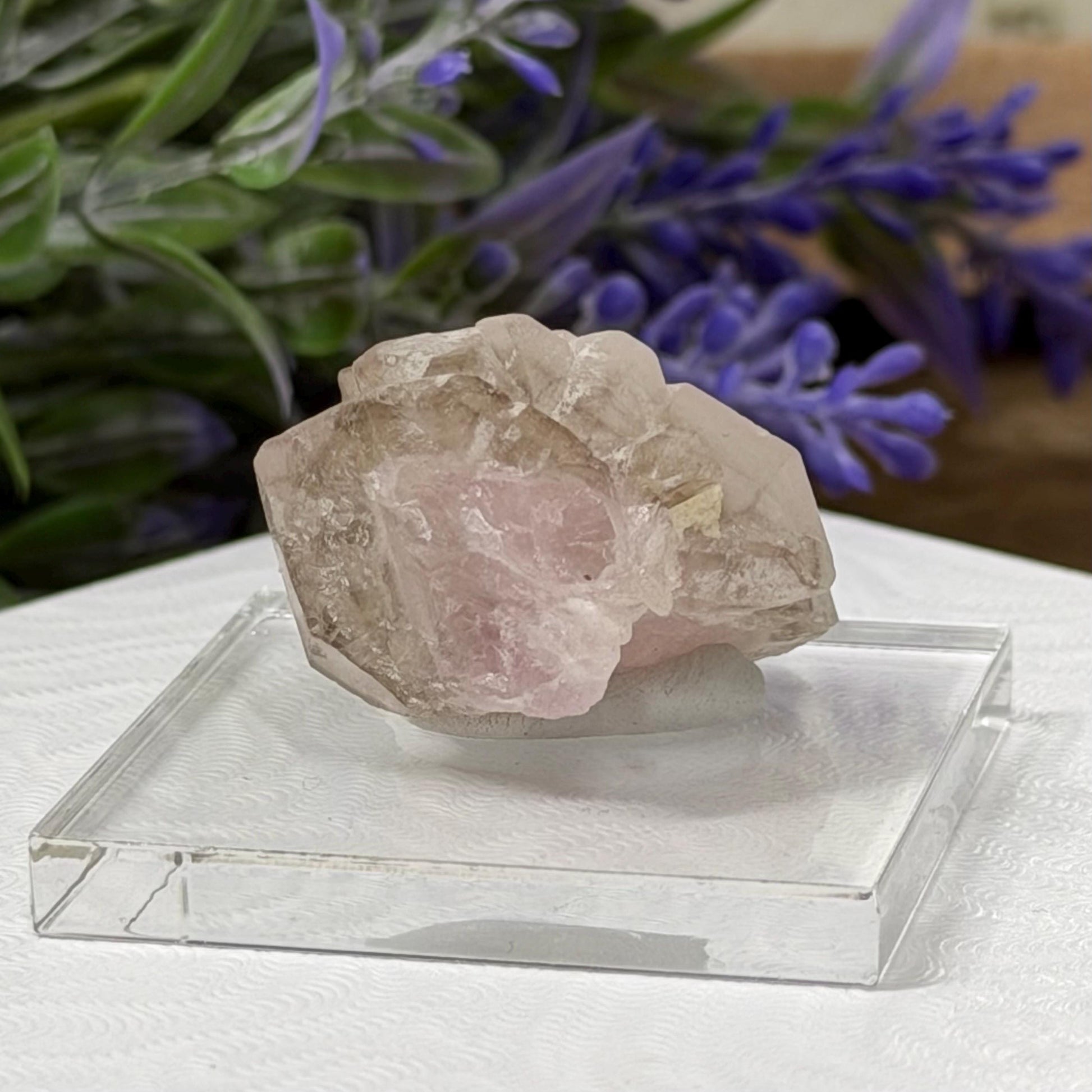 Rare Elestial Smoky Quartz Over Crystallized Rose Quartz Specimen from Minas Gerais, Brazil | Canga Rosa Cluster | Smoky Rose Quartz