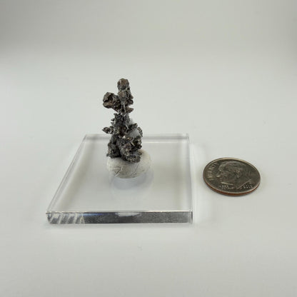 Native Silver on Calcite – Morocco | 3.89g Small Crystalline Dendritic Silver Specimen | Rare Natural Silver Mineral | Collector Display