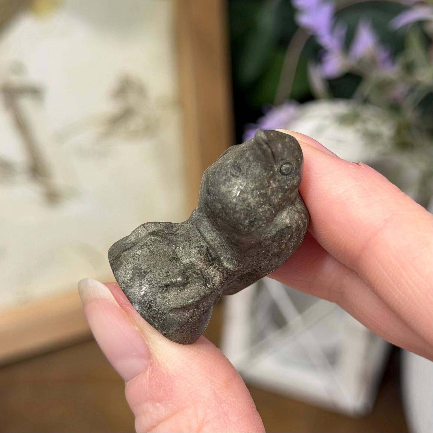 Small Sparkly Pyrite Raven Carving | Crystal Crow | Bird Crystal