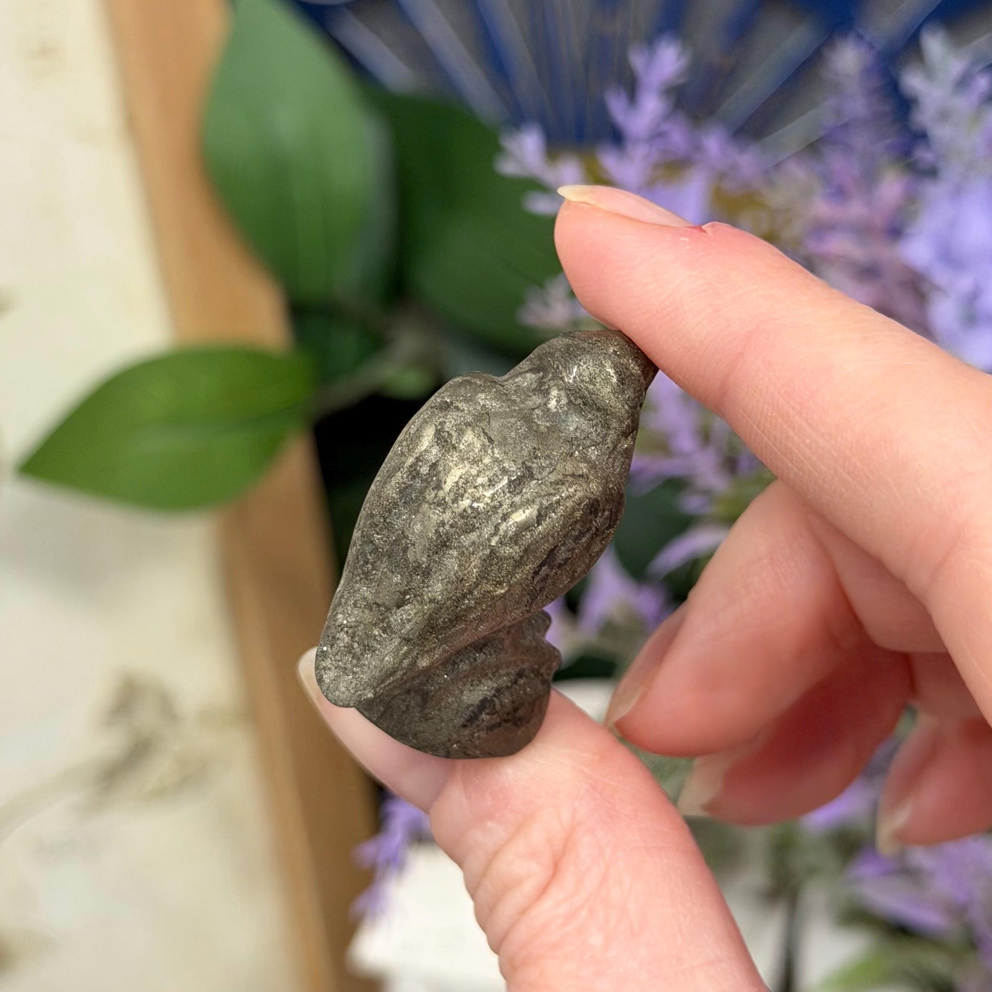 Small Sparkly Pyrite Raven Carving | Crystal Crow | Bird Crystal