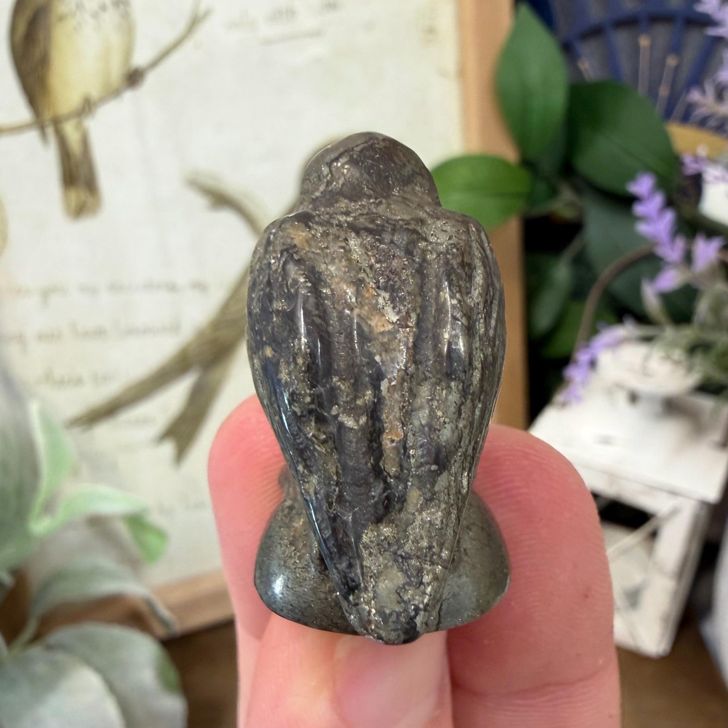 Small Sparkly Pyrite Raven Carving | Crystal Crow | Bitd Crystal