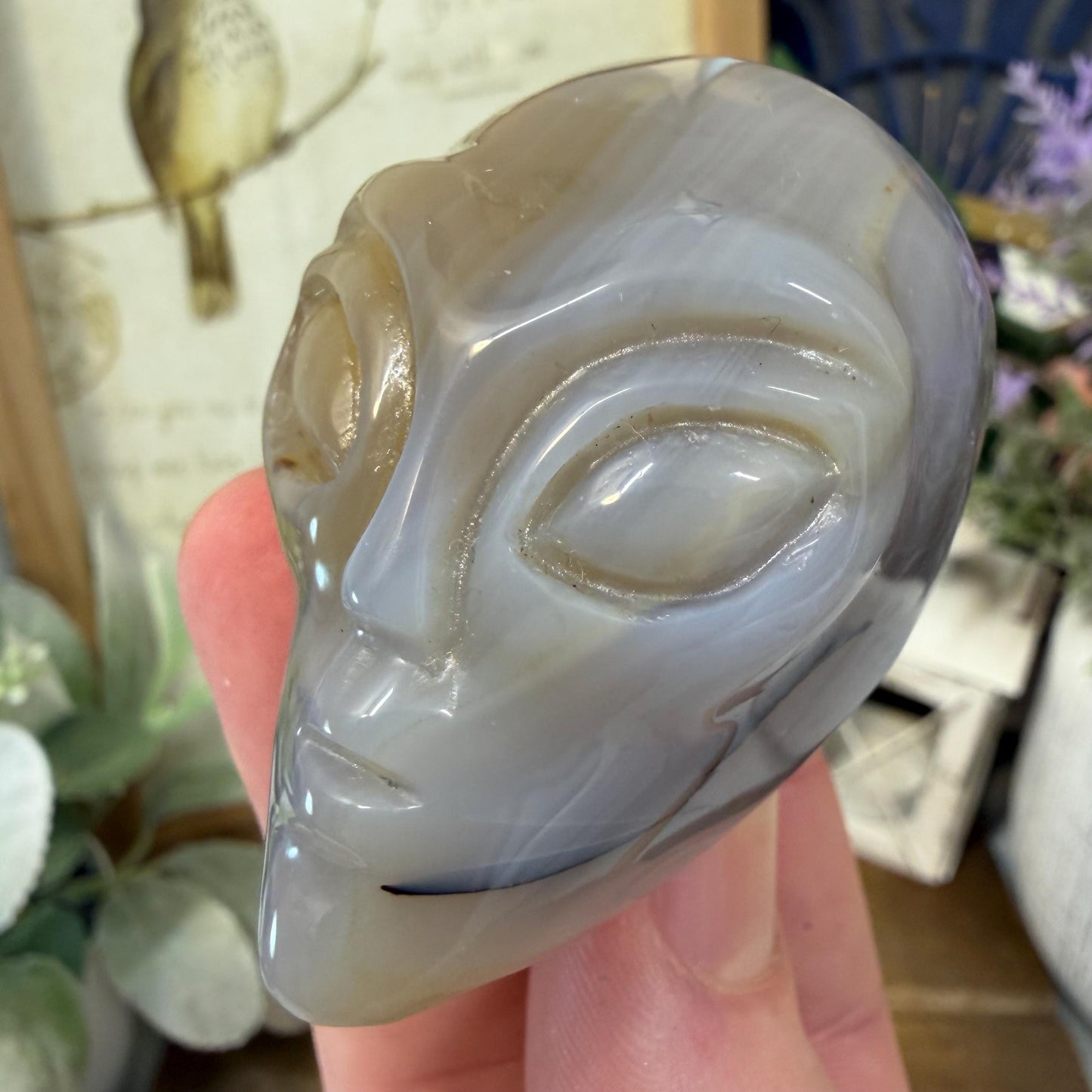Agate Alien Head | Crystal Alien Carving