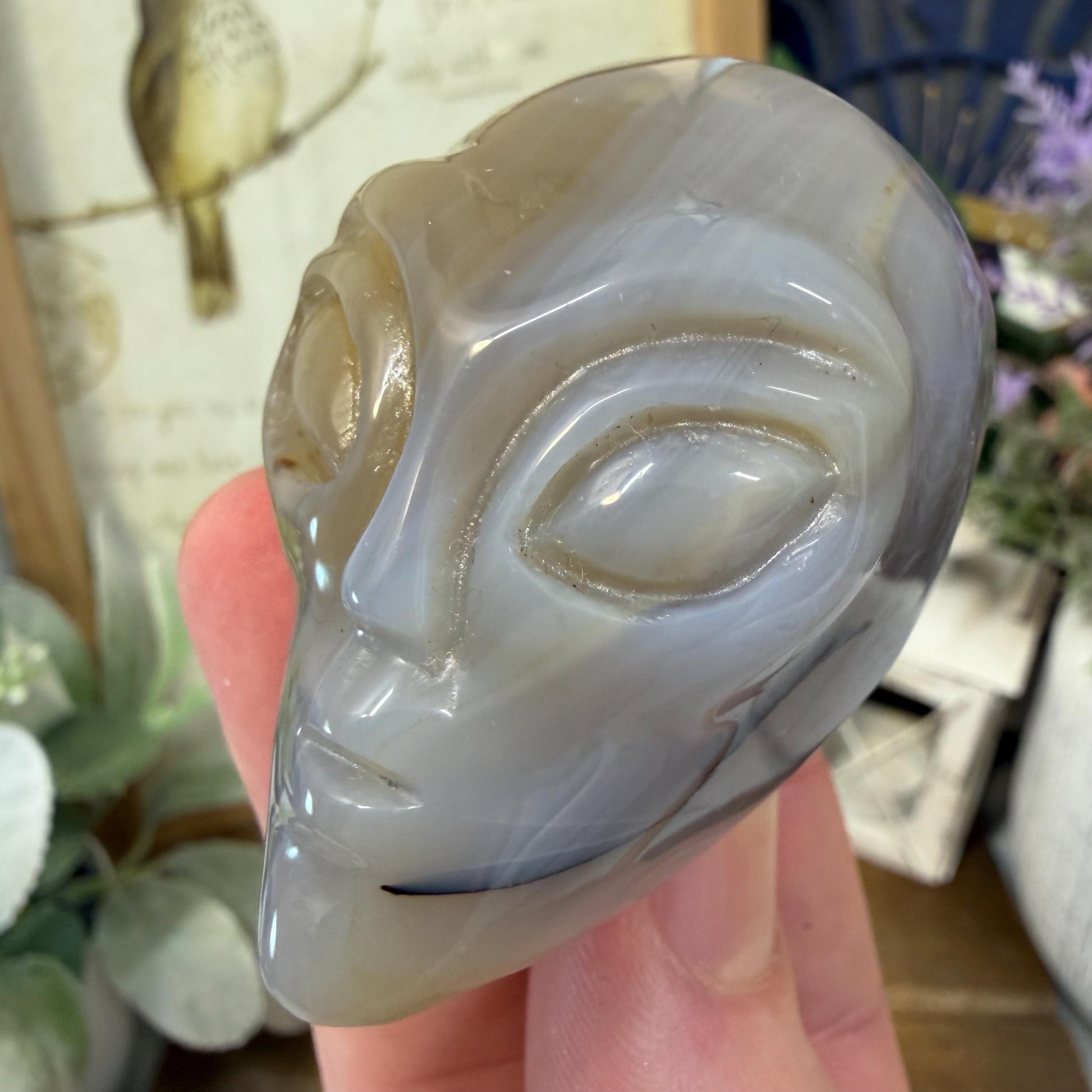 Agate Alien Head | Crystal Alien Carving